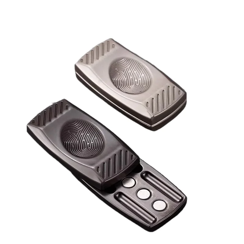 Premium Biometric Fingerprint Spinner - Metal Push Coin Mechanism Stress Relief Toy for Men with Tactile Click Sound