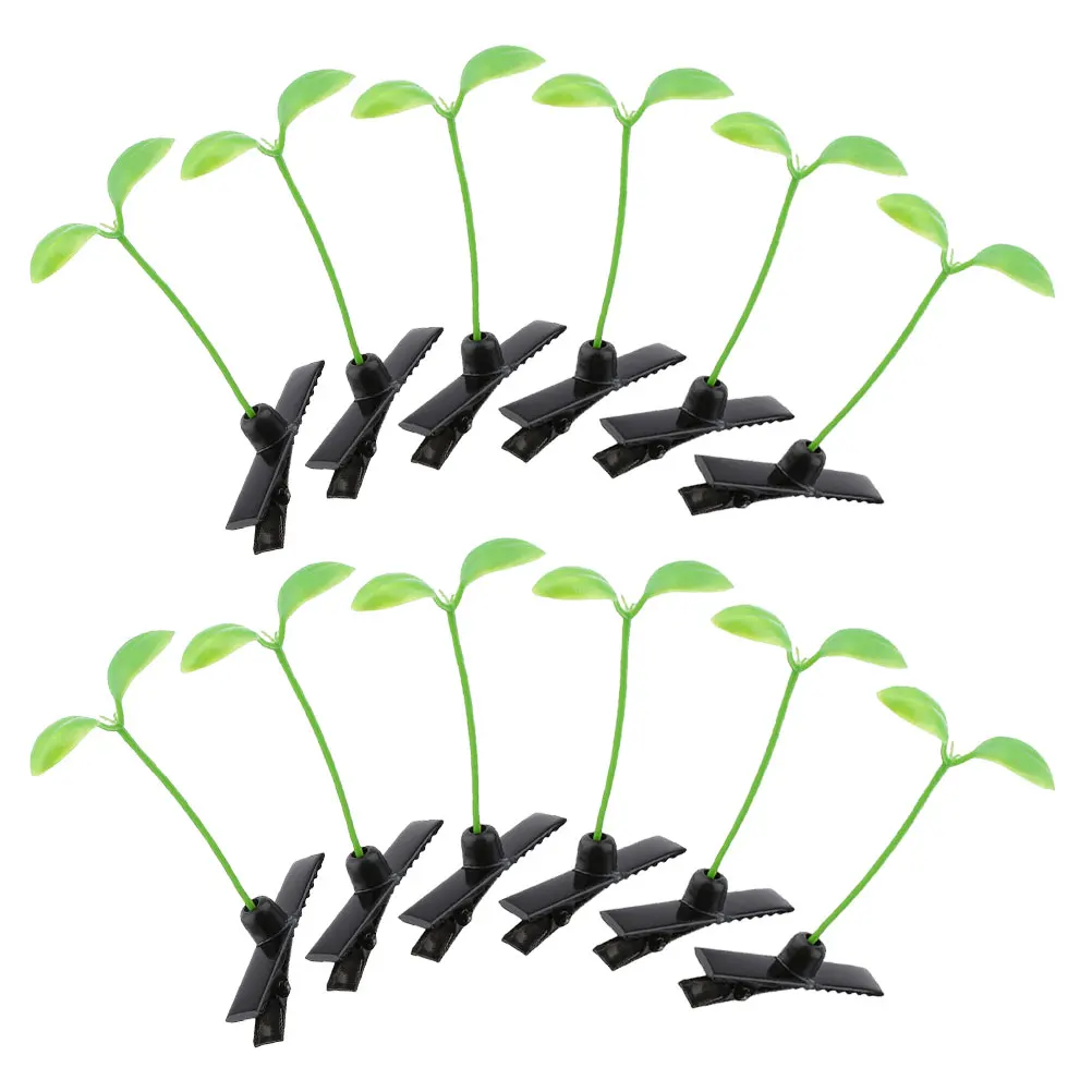 

12 Pcs Hairpin Mung Grass Clip Bean Cute Barrettes Child Decorative Sprout Clips Girls Accessories Safe Material Reusable