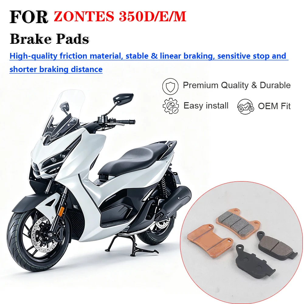 Motorcycle Front & Rear Brake Pads For ZONTES 350D/E/M Scooter, OEM Replacement Disc Brake Pad Brake Shoe Braking Accessories