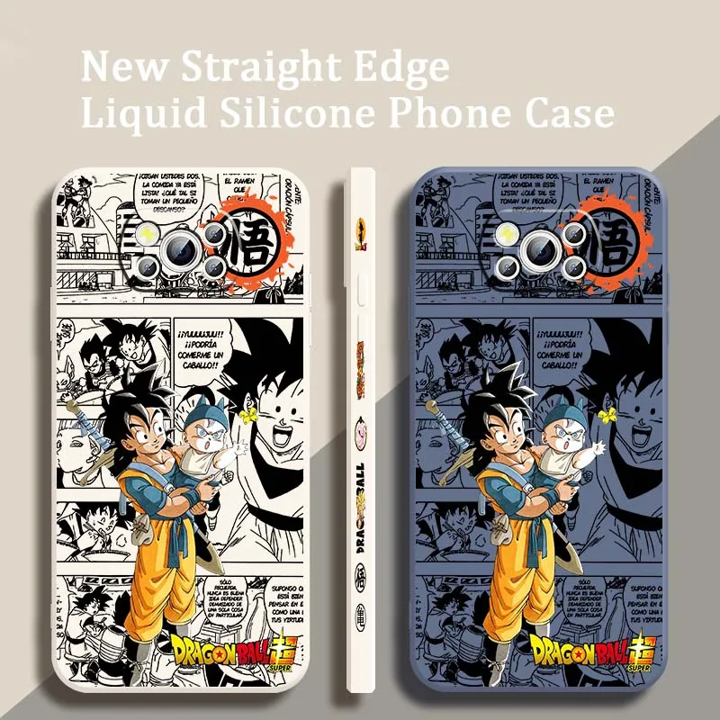 Dragon Ball Son Gohan ‌ Funda líquida con cuerda para Xiaomi Mi Poco X7 X6 X5 X4 X3 M7 M6 M5s M5 M4 M3 F7 F5 F4 Pro 5G