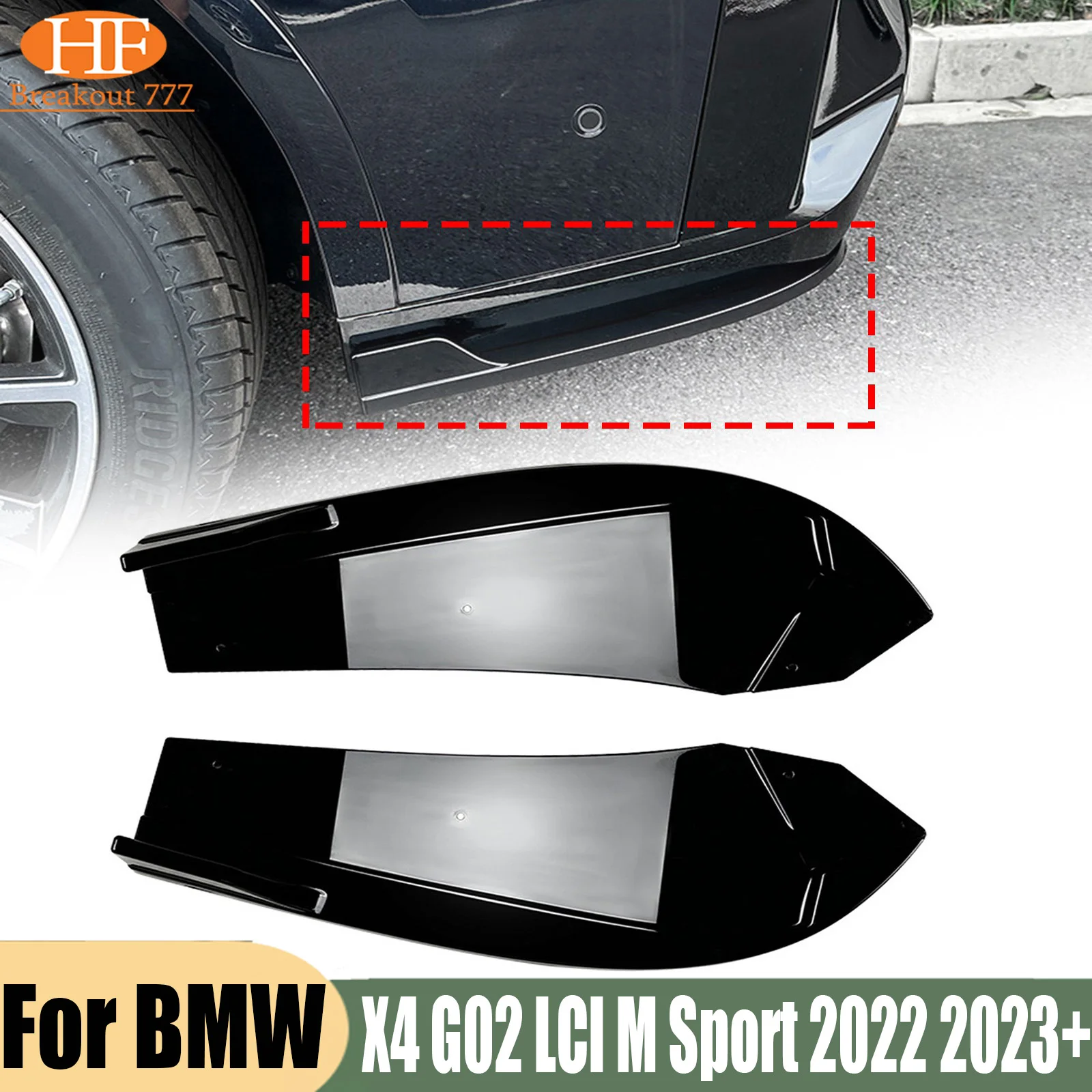 Car Rear Bumper Side Corner Cover Spoiler Trim For BMW X4 G02 LCI M Sport 2022 2023+