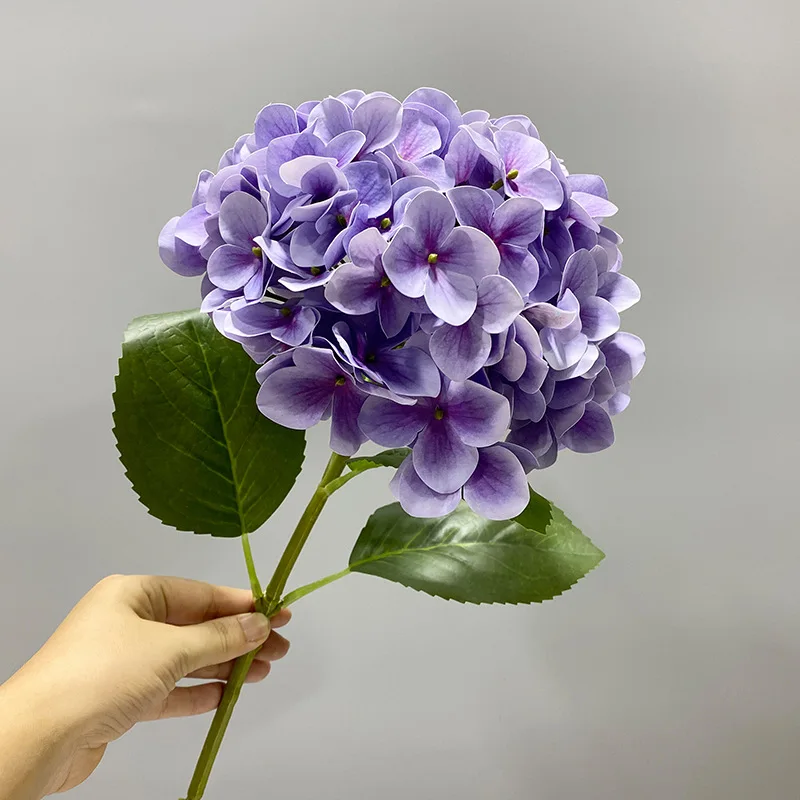 

New exquisite 80cm Artificial big hydrangea Flowers with leaf silk flower for wedding hoom decoration hotel office party decor