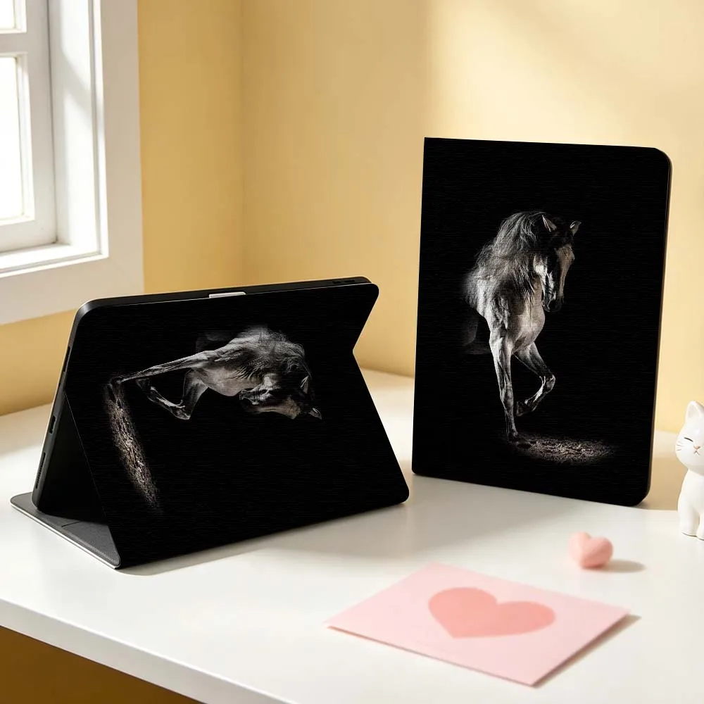 Animals Dark Cool Horse Soft For Apple iPad Pro Mini Air A16 A17 A14 4 5 6 7 6th 12th Gen M5 11 13 M4 Pen Tray Tablet Case