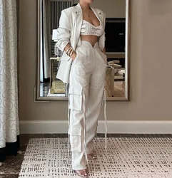 Zweiteilige Sets für Damen, Outfit, einfarbig, langer Blazer, Mantel, Oberteil, Hose, zweiteiliges Set, 2023, Herbst, Winter, Frühling, neue Mode, lässig