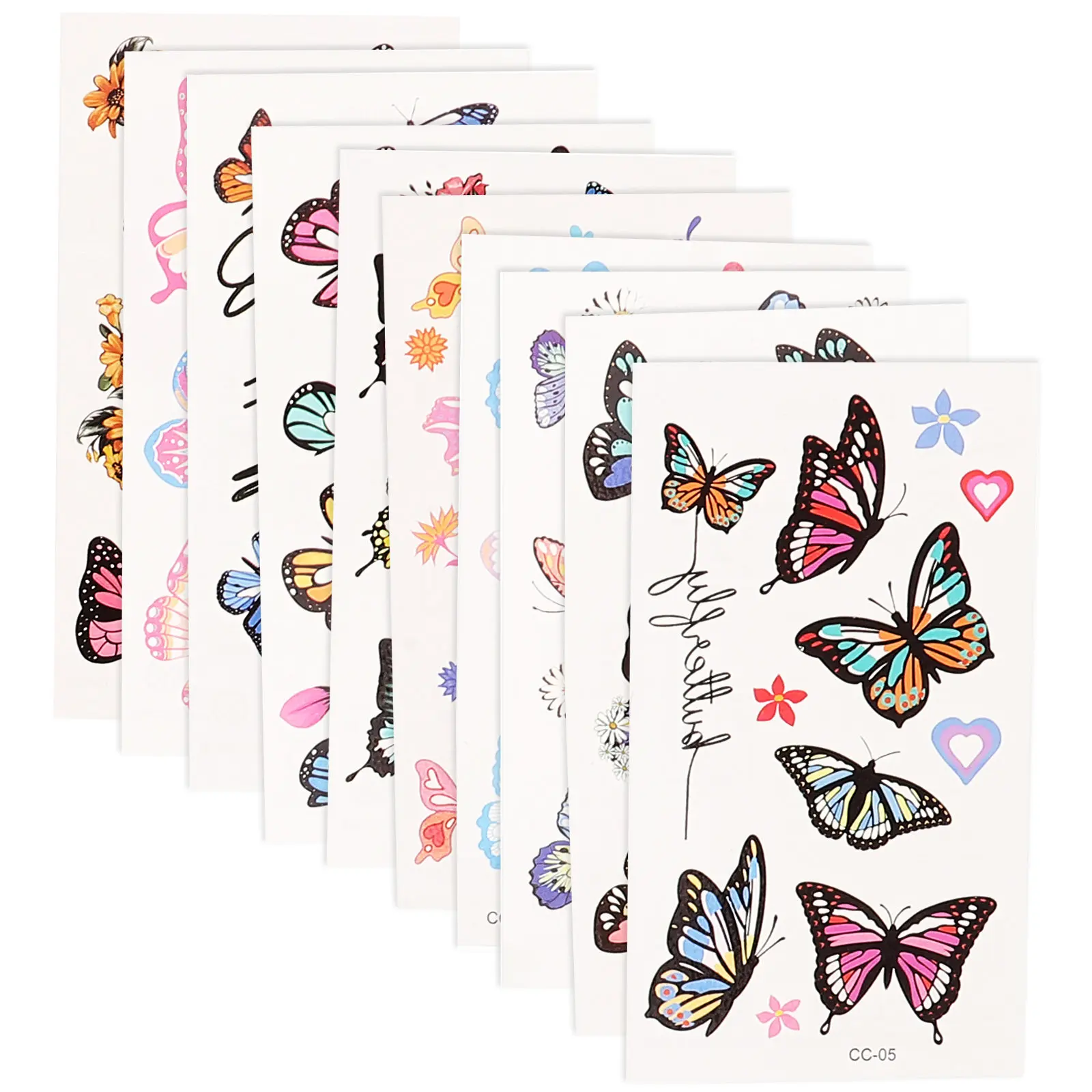 

10 Sheets Cartoon Butterfly Temporary Tattoos Waterproof Stickers Girls Cute Makeup Fake Chic Creative Patterns Easy Remove