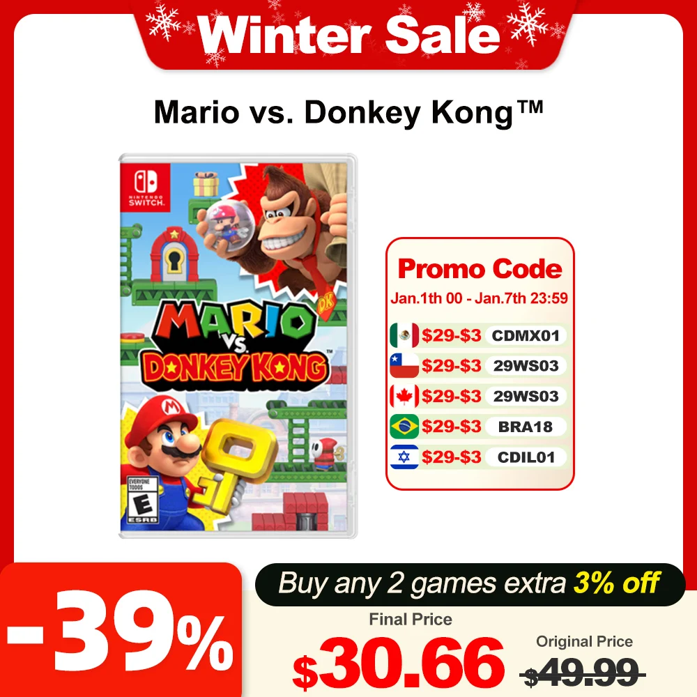 Mario vs. Donkey Kong Nintendo Switch Game Deals 100% Official Physical Game Card Support 1-2 Players for Switch OLED Lite