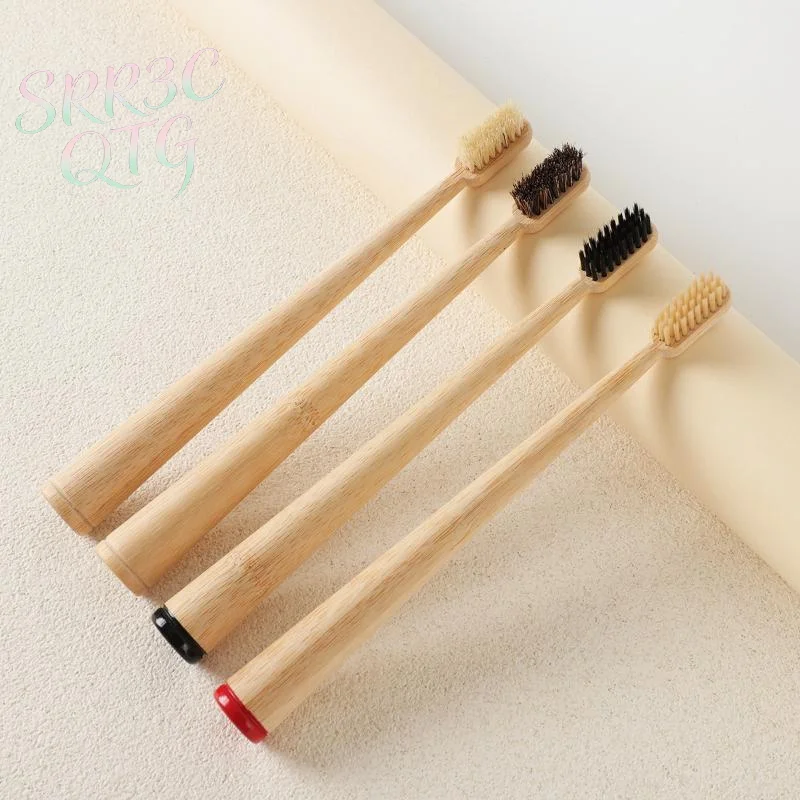 Hot Sale 1Pc/4Pcs Horse Bristle Bamboo Toothbrush Luxurious Soft Quick Dry Biodegradable Plastic Nylon Free