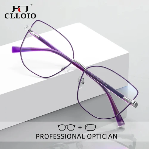 CLLOIO, gafas de lectura con montura grande a la moda para mujer, gafas de ordenador antirayos azules, gafas ópticas graduadas para miopía e hipermetropía