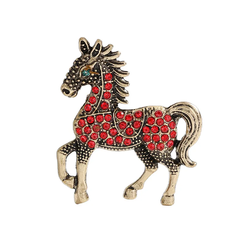 Zodiac Animal Brooch High-Quality Rhinestone Lapel Pin Horse Lapel Pin Elegant Jewelry Brooch Accessory For Hats Suits New Year