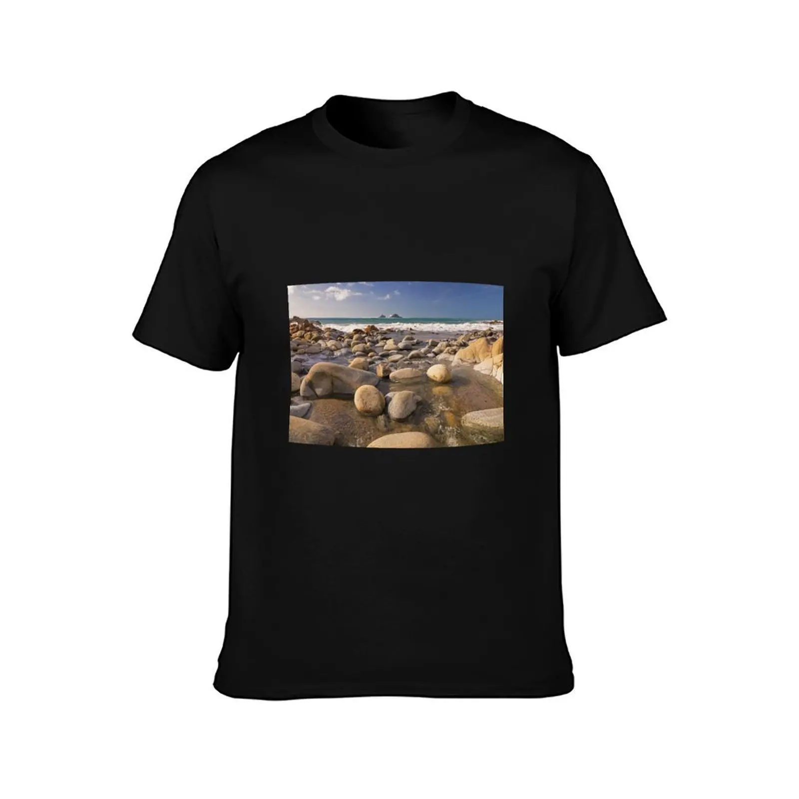 Porth Nanven Beach, St Just, Cornwall T-Shirt Plus Size Basic Cotton T-Shirt