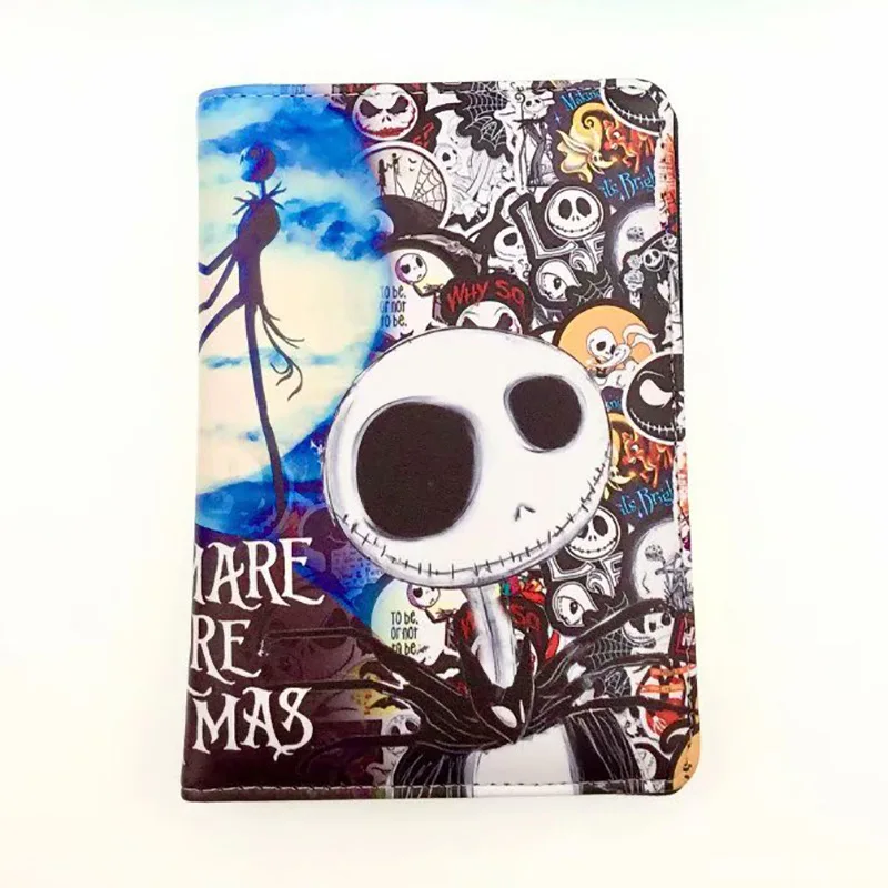 Disney-The Nightmare Before Christmas Titular passaporte para homens e mulheres, capa de couro PU mais grossa, porta-cartão e identificação 80G