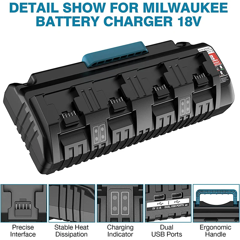 for Milwaukee battery Charger M18 M14 14.4V 18V N14 N18 Li-ion Battery Charger for Milwaukee M18 48-11-1815 48-11-1828 110-240V