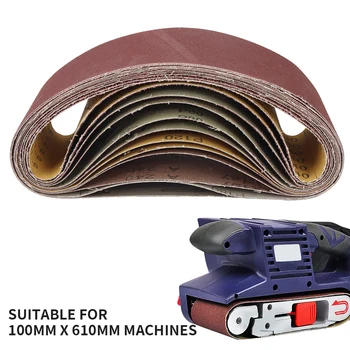 10 ชิ้น 100x610 มิลลิเมตรเข็มขัดขัด 40-320 Grits กระดาษทรายขัดสําหรับ Sander Power Rotary เครื่องมือ Dremel อุปกรณ์เสริม