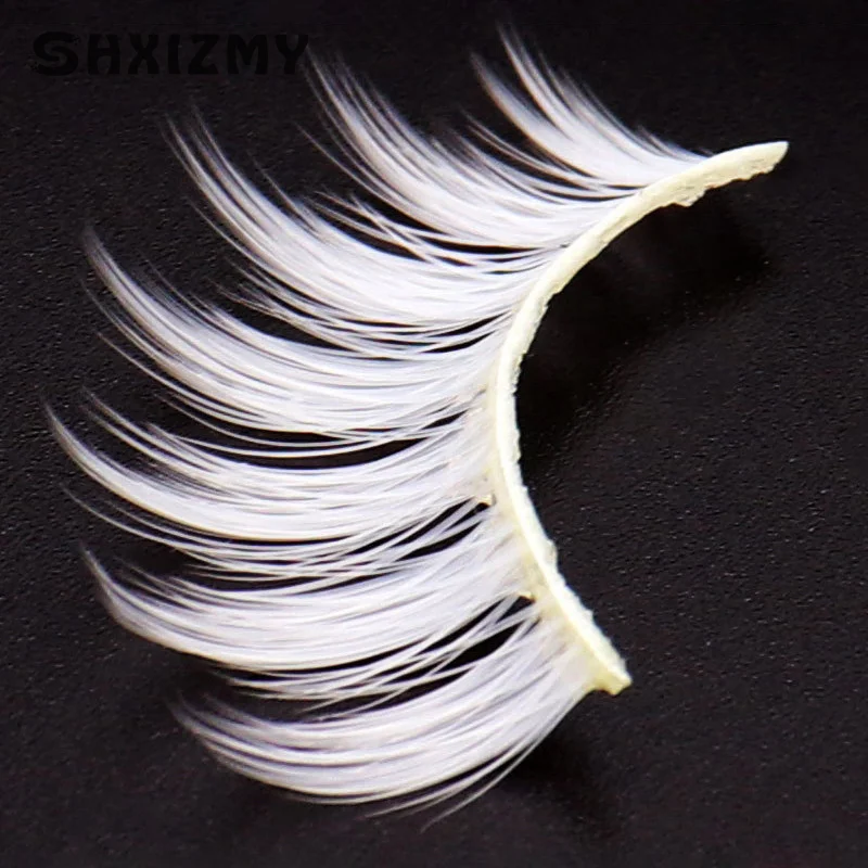 1 Pair Anime Cosplay False Eyelashes Imitation White Eyelashes Adult Stage Makeup Hallowmas Women Men DIY Accessories