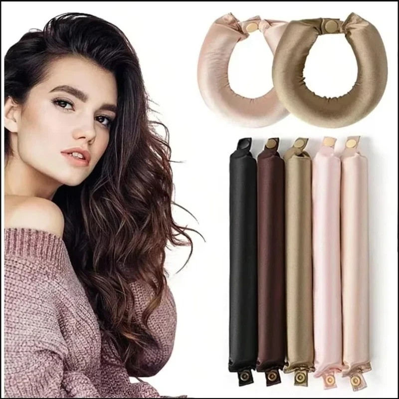 Rizador sin sombrero; varilla rizadora sin calor; rizos suaves nocturnos, tubo para rizar sin calor, cabezal de varilla rizadora satinada, rizadores de pelo para mujer