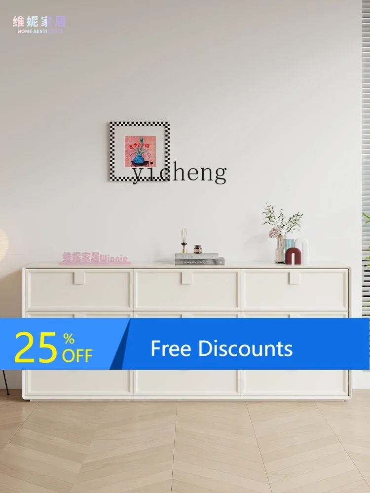 LYY  Cream Style Solid Wood Living Room Home Wall Tailstock Master Bedroom Storage Drawer Storage Clothes Closet