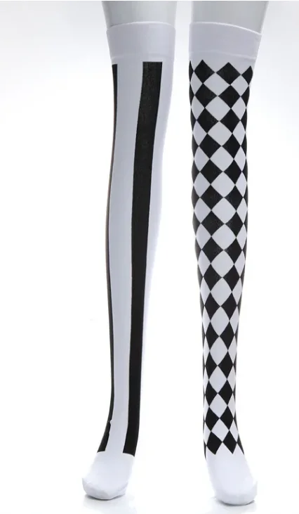 NEWApparel Damen-Strumpfhose im Gothic-Stil, Clown-Strümpfe, Party, Cosplay, kariert, gestreift, elastische Leggings, Strumpfhosen für Weihnachten, Halloween – Detail 1