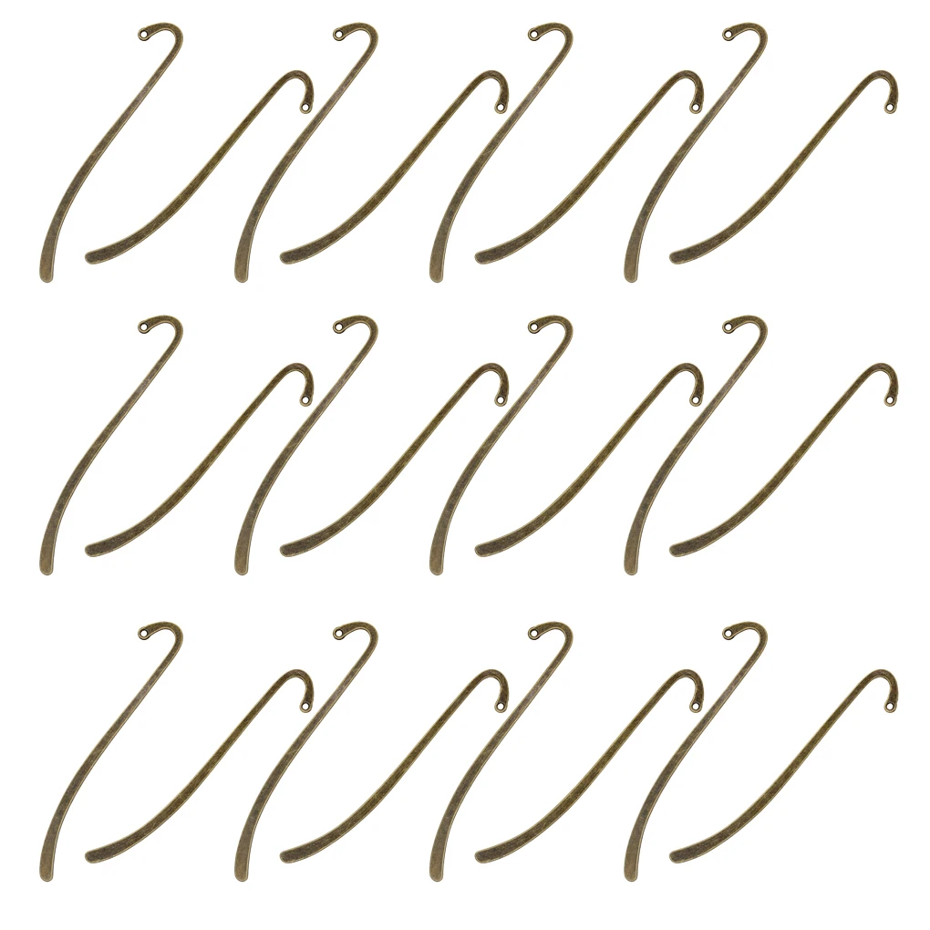 24 Pieces of Hook Bookmark Zinc Alloy Jewelry Findings Making Home Decor Collection Souvenirs DIY Crafts Gifts Bronze