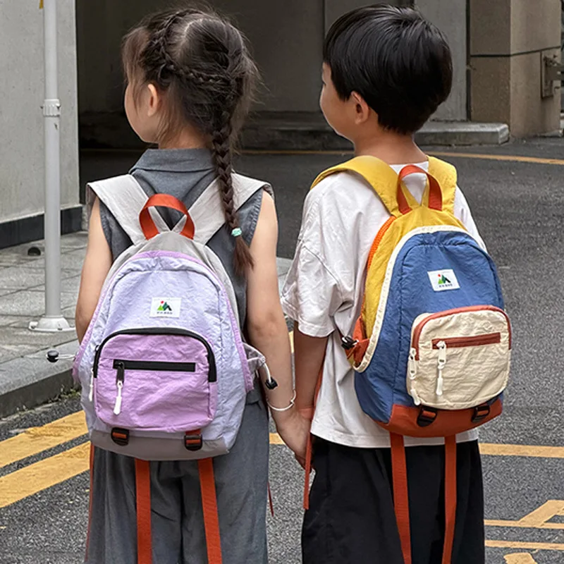 New Fashion Cute Canvas Boys Backpack Top Handle School Bag Rucksack Girls Large Capacity Multi Pocket Daily Casual Student