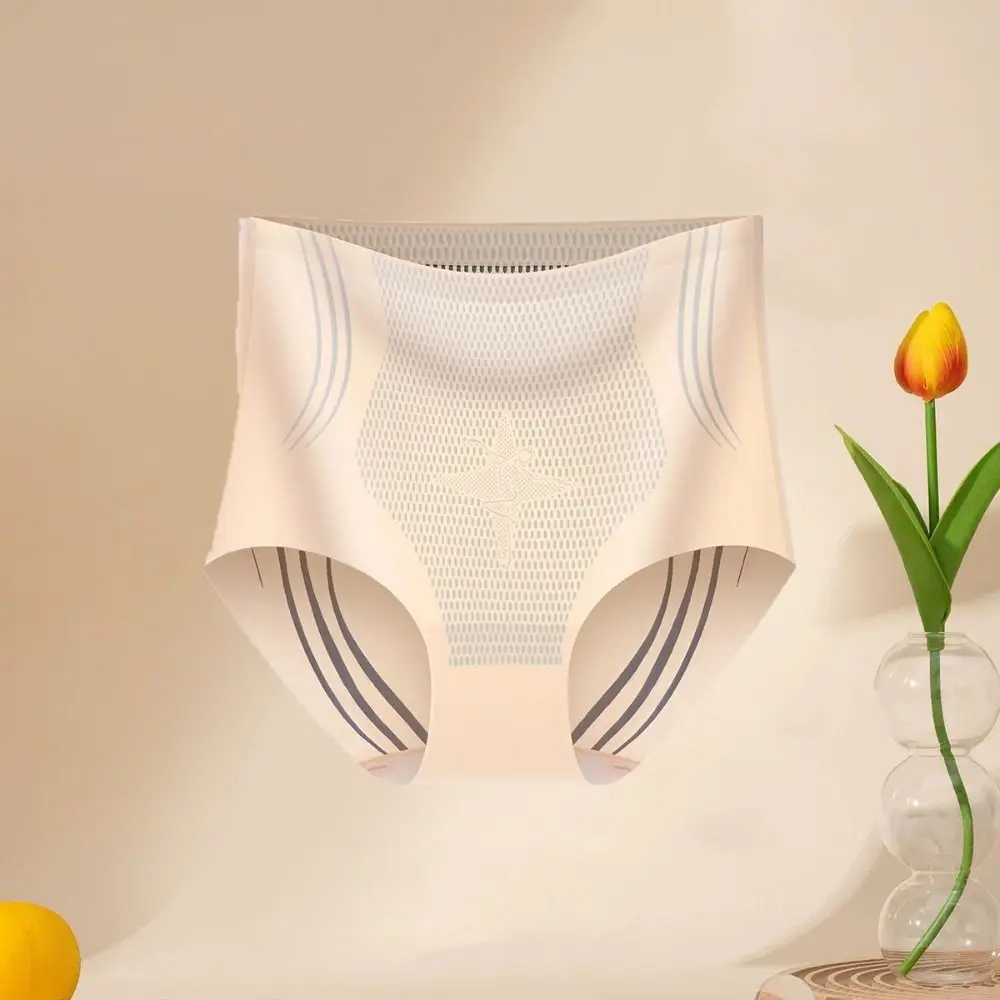 

Mid Waist Women Ice Silk Briefs Cotton Crotch Underwear Hip Lift Shaper Lingerie Tummy Control Seamless Shapewear Daily