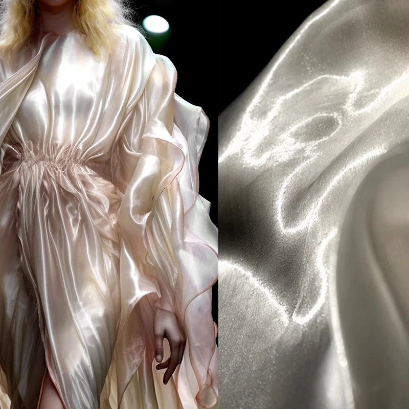 

High-Shine Imported Fabric Super Bright Water Luster Sparkle for Wedding Gown Top Clothing Designer