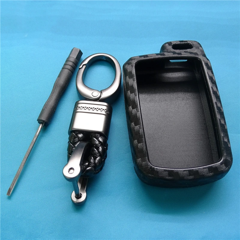 1 szt Silikonowy brelok do kluczy samochodowych z włókna węglowego Pasuje do Toyoty Camry Corolla Avalon Rav4 Land Cruiser