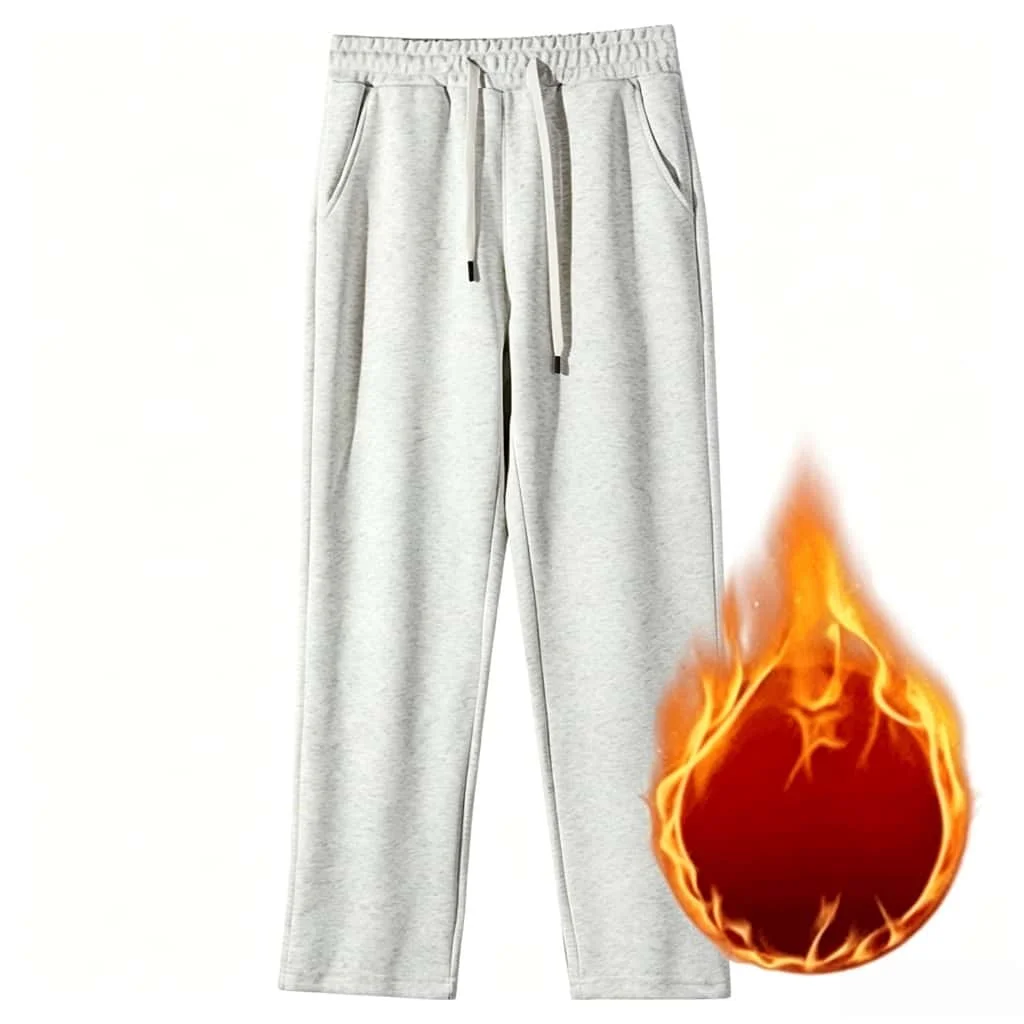 Men's heavy breathable sports jogging pants elastic drawstring waist loose straight casual trousers thick men's sweater pants ﻿