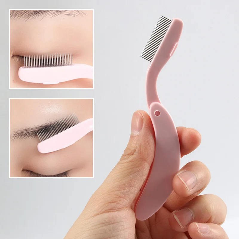 1PC Folding Eyelash Curler Comb Lash Separator Mascara Lift Curl Metal Brush Mini Eyebrow Comb Makeup Tool