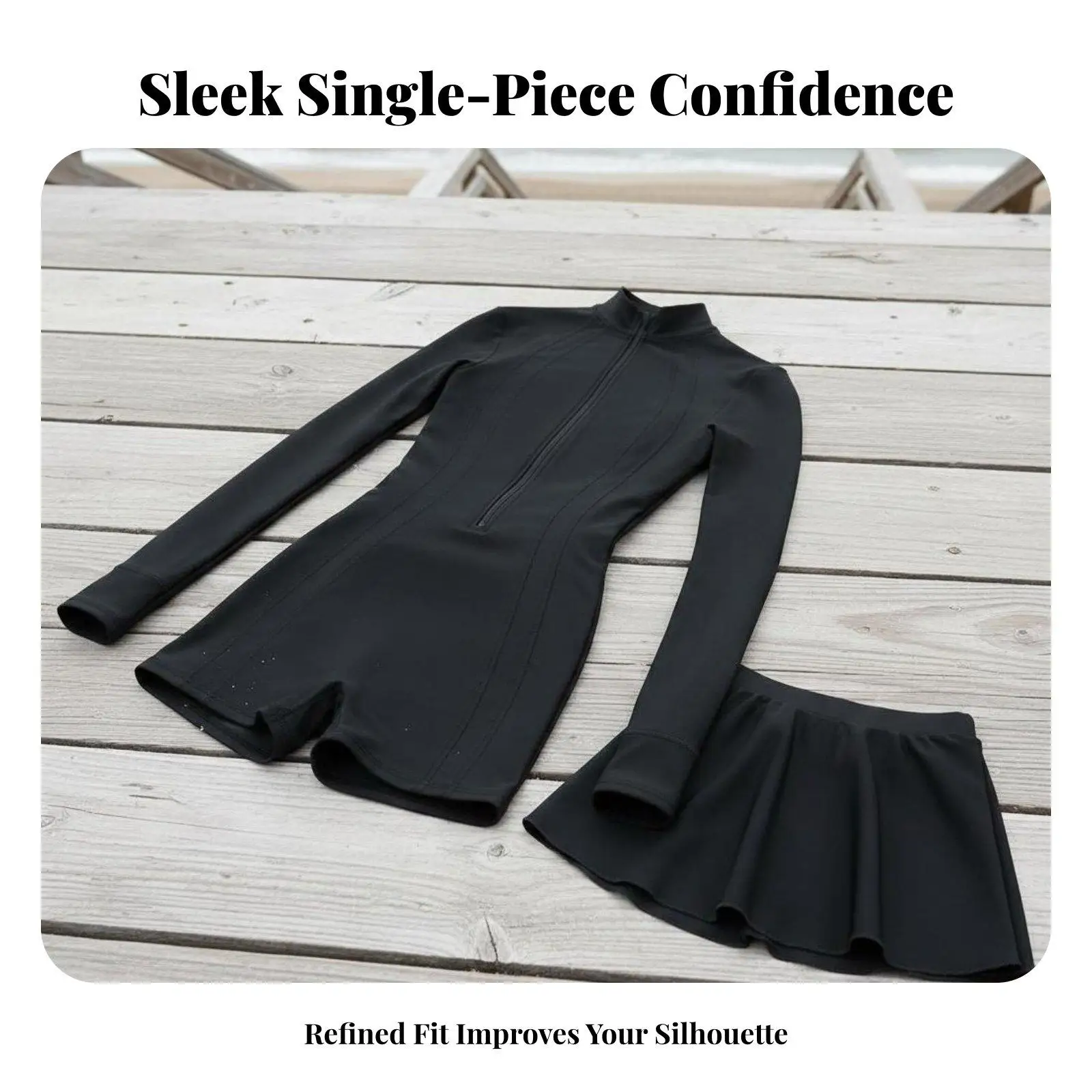 Women's Long Sleeve Sunscreen Swimsuit Boyleg Full Coverage Zip Up One Piece Modest Swimwear for Pool Beach Vacation