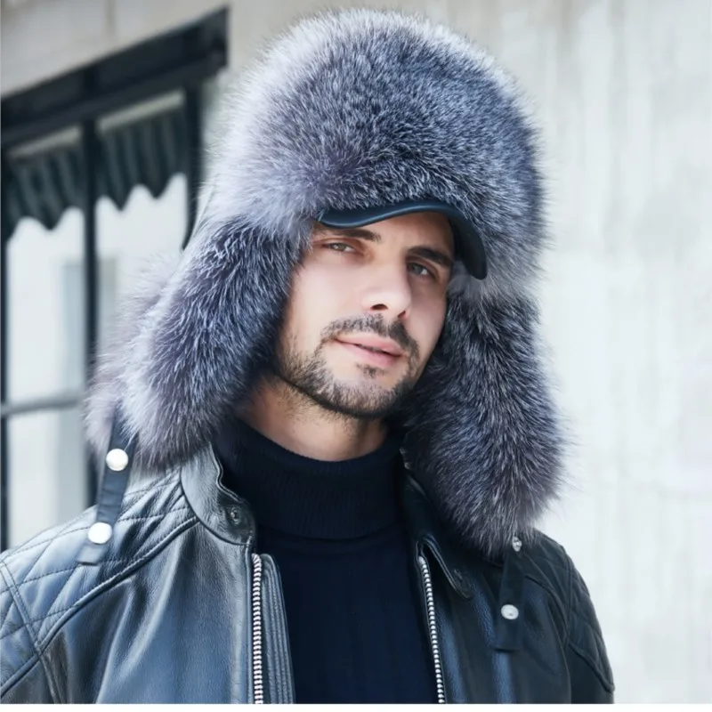 

Fox fur Lei feng hat men in winter raccoon fur northeast winter middle-aged elderly people to keep warm fur real leather hat men