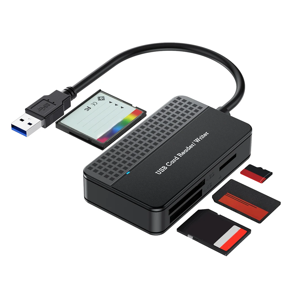 USB 3.0 Type C 4 in 1 Card Reader Memory Smart Card Reader Micro SD TF CF MS Compact Flash Card Adapter 20cm Cable for Laptop PC