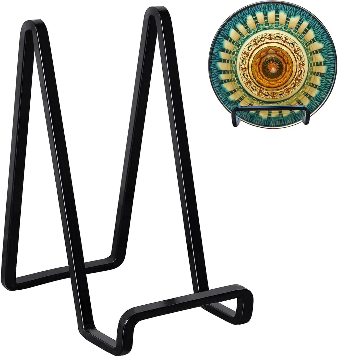 

3 Pack 6 Inch Metal Plate Stands for Display, Picture Frame Easel, Tabletop Photo Holder for Plates, Vinyl Records, Books