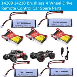 14209 14210 Brushless 4WD Remote Control RC Car Spare Parts Accessories 7.4V 2S 3000Mah 11.1V 3S 2700MAH Battery/USB charger