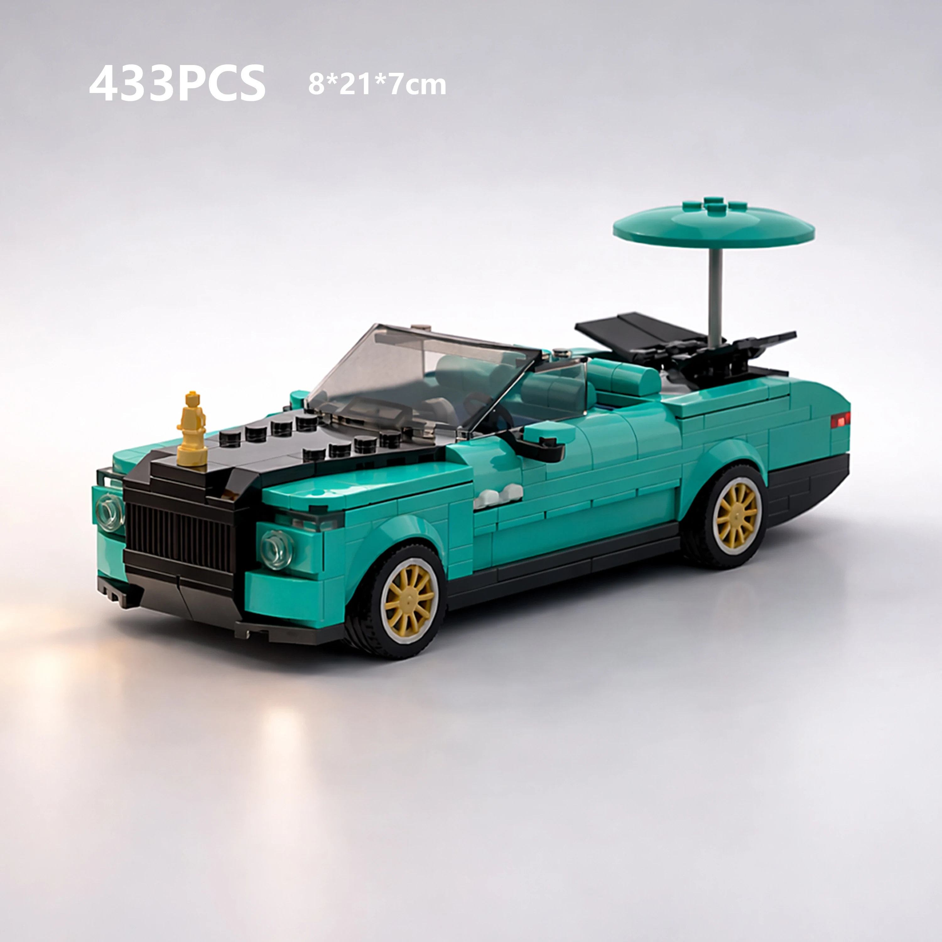 

Конструктор MOC: Гоночный автомобиль класса люкс в стиле Phantom, 433 детали, широкие кубики 8 Stud, серия Speed, сборная модель, подарок