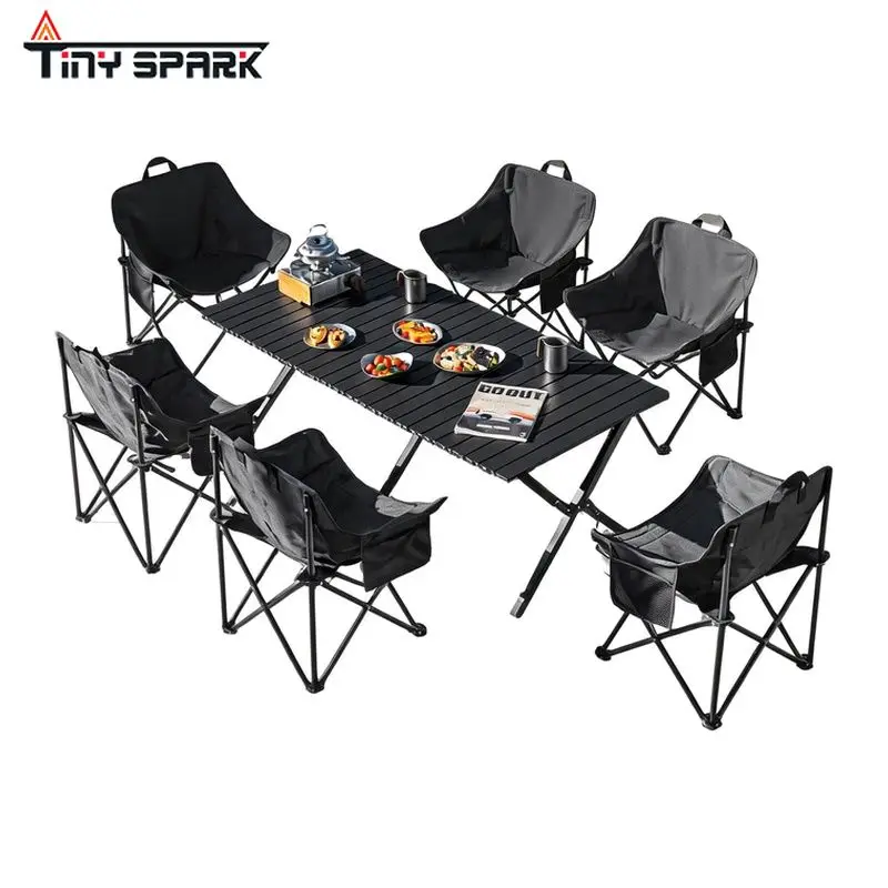 Outdoor Folding Table Camping Picnic Table and Chair Set Portable Egg Roll Table Picnic Equipment