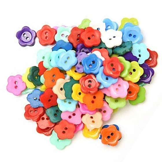 100 Pcs/lot Plastic Buttons Sewing DIY Craft decals for Children Plum flower