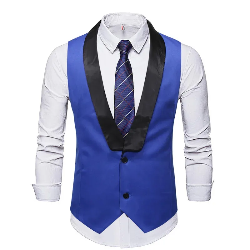 

Black/white Classic V Neck Formal Business Dress Suit Vest Men Slim Fit Sleeveless Waistcoat Men Groom Wedding Tuxedo Vests