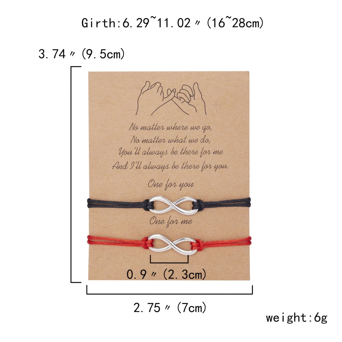 2 قطعة/المجموعة أحمر أسود حبل إنفينيتي رمز الكلمات 8 أساور للأزواج للنساء الرجال رومانسية لا نهاية لها الحب الصداقة أساور مجوهرات