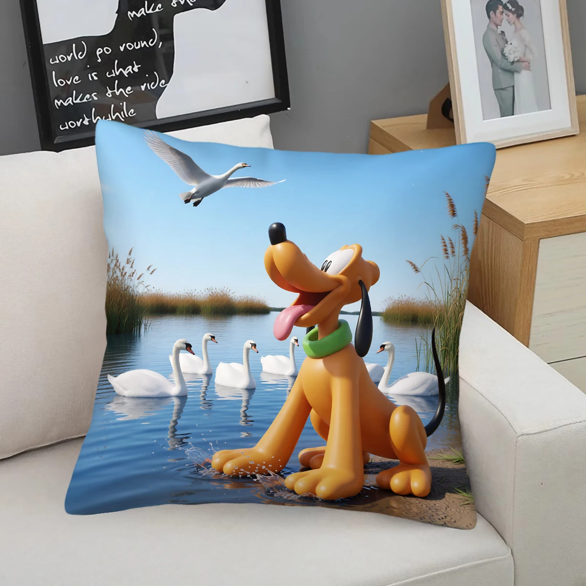 

Декоративная наволочка Bruto Countryside Breeze Lake Reed White Swan с принтом для дивана и спальни, персонализированная, для дома