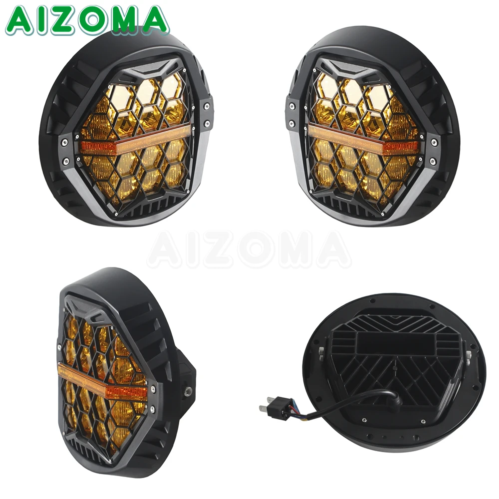 For Harley Dyna Switchback Touring Road King  Softail Motorcycle 7In LED Headlight High/Low Beam Headlamp Daytime Running Lights