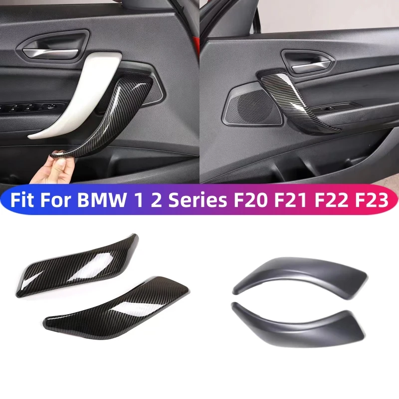 

2Pcs For BMW 1 2 Series F20 F21 F22 F23 Carbon Fiber Style Interior By Handle Panel Pull Trim Cover Left & Right Side