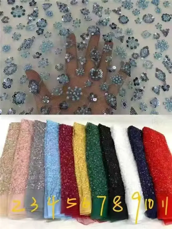 

Изысканная вышитая ткань с блестками и бисером, сшитая модная облегающая вечерняя одежда, ткань для званого ужина