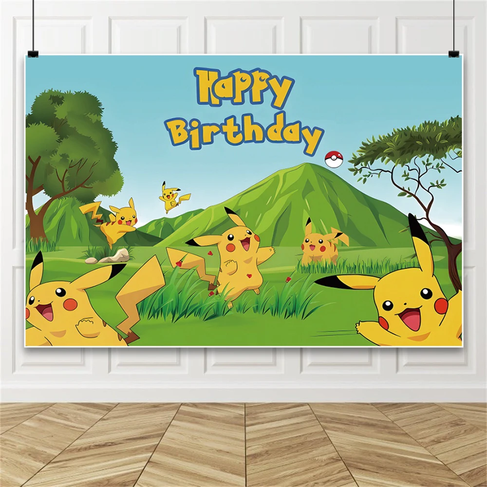 Pokemon Photo Backdrop Photography Background Baby Shower Birthday Party Kid's Supplies Props Celebrate Decoration Customize