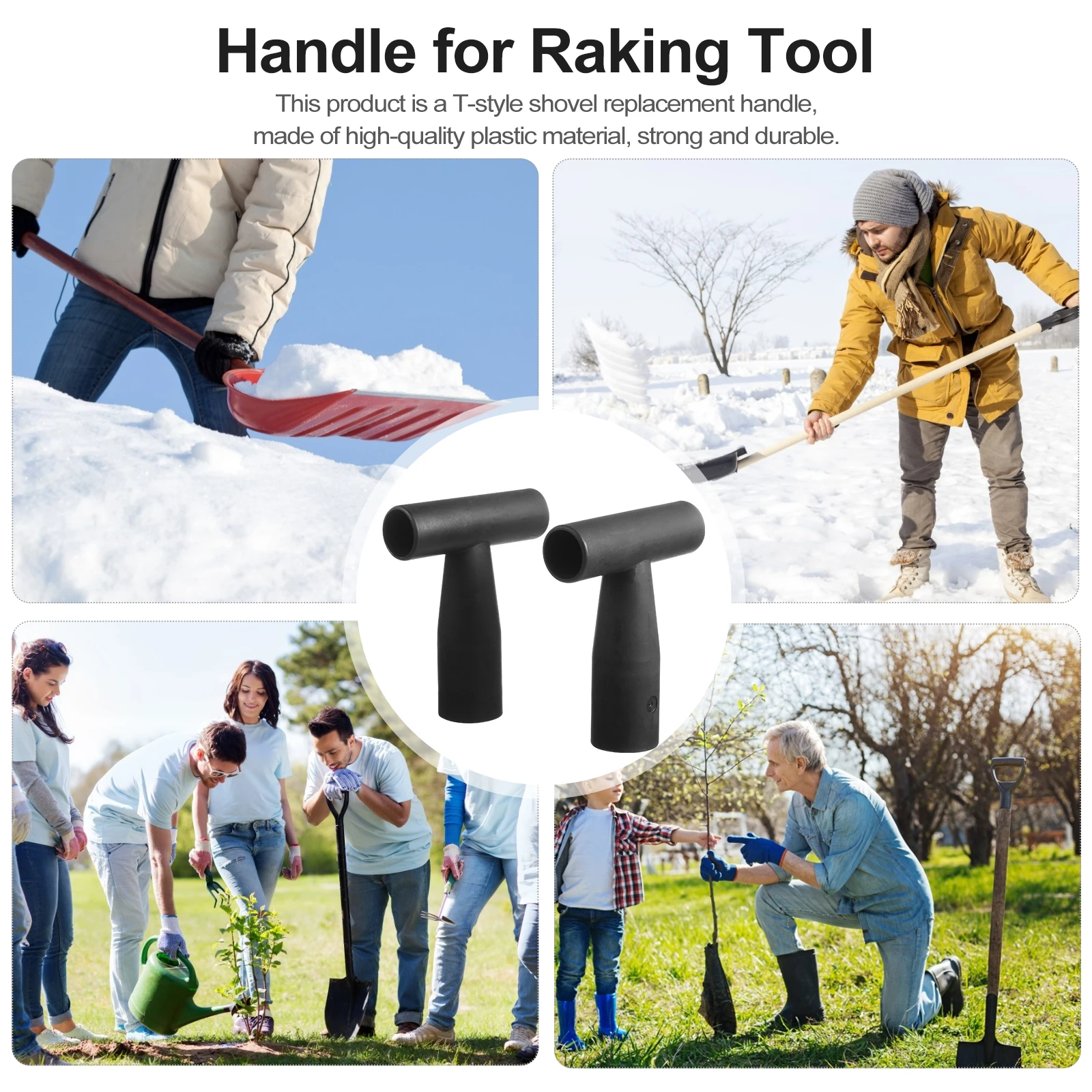 2pcs T Replacement For Shovel Spade Fork Tool Lightweight Durable Plastic Grip Shovel Handle Raking Handle