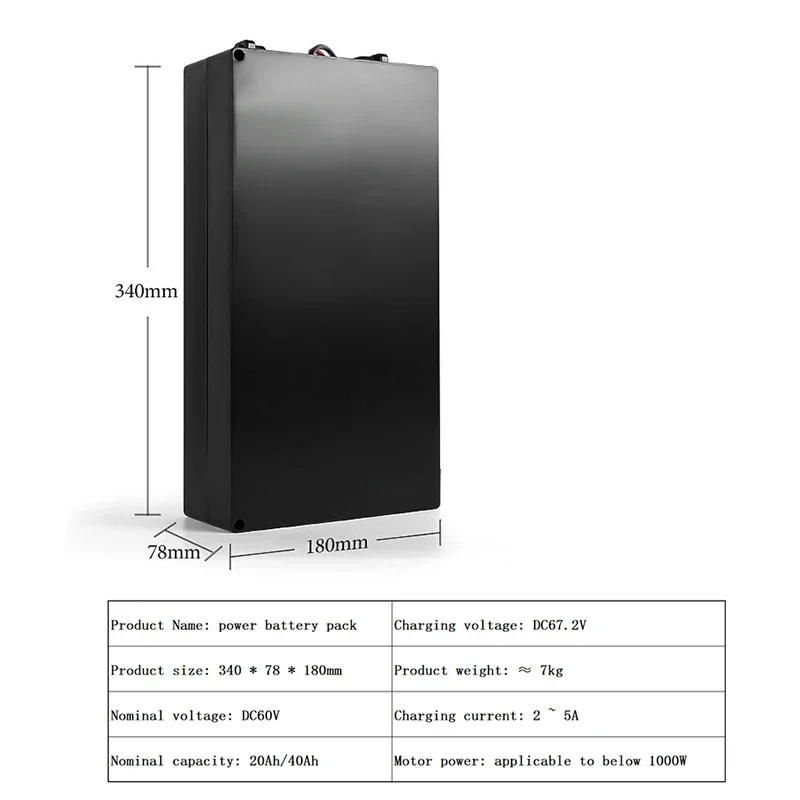 New waterproof 60V 40Ah Lithium ion battery 60v 30Ah 20Ah for 1500W 2000W motor bike citycoco X7 X8 X9 scooter + 3A charger