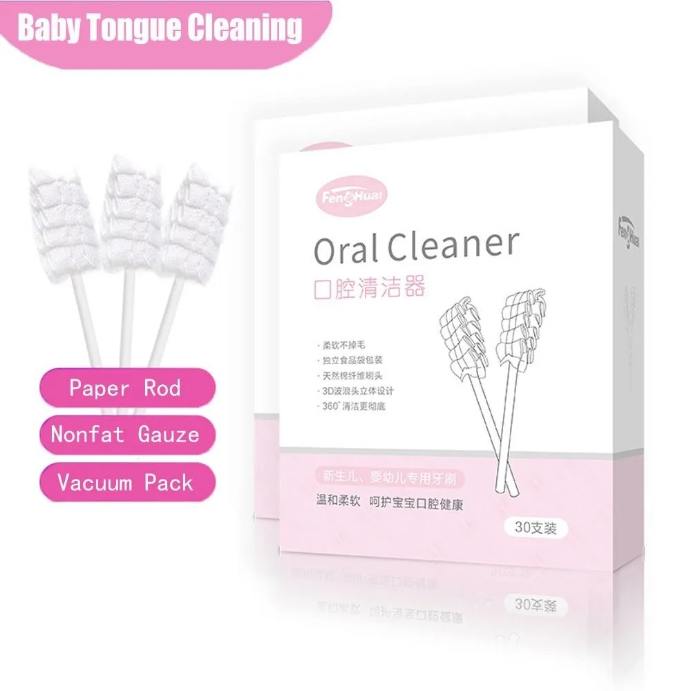 30pcs Clean Gauze Toothbrush Paper Rod Disposable Oral Care Oral Cleaning Brush Remove Halitosis Mouth Cleaner