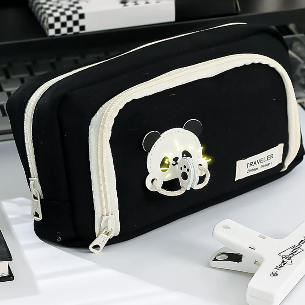 Desktop Storage Aesthetic Pencil Bag Large Capacity Aesthetic Pencil Box Creative Dancing Panda Pen Case Organizer Office
