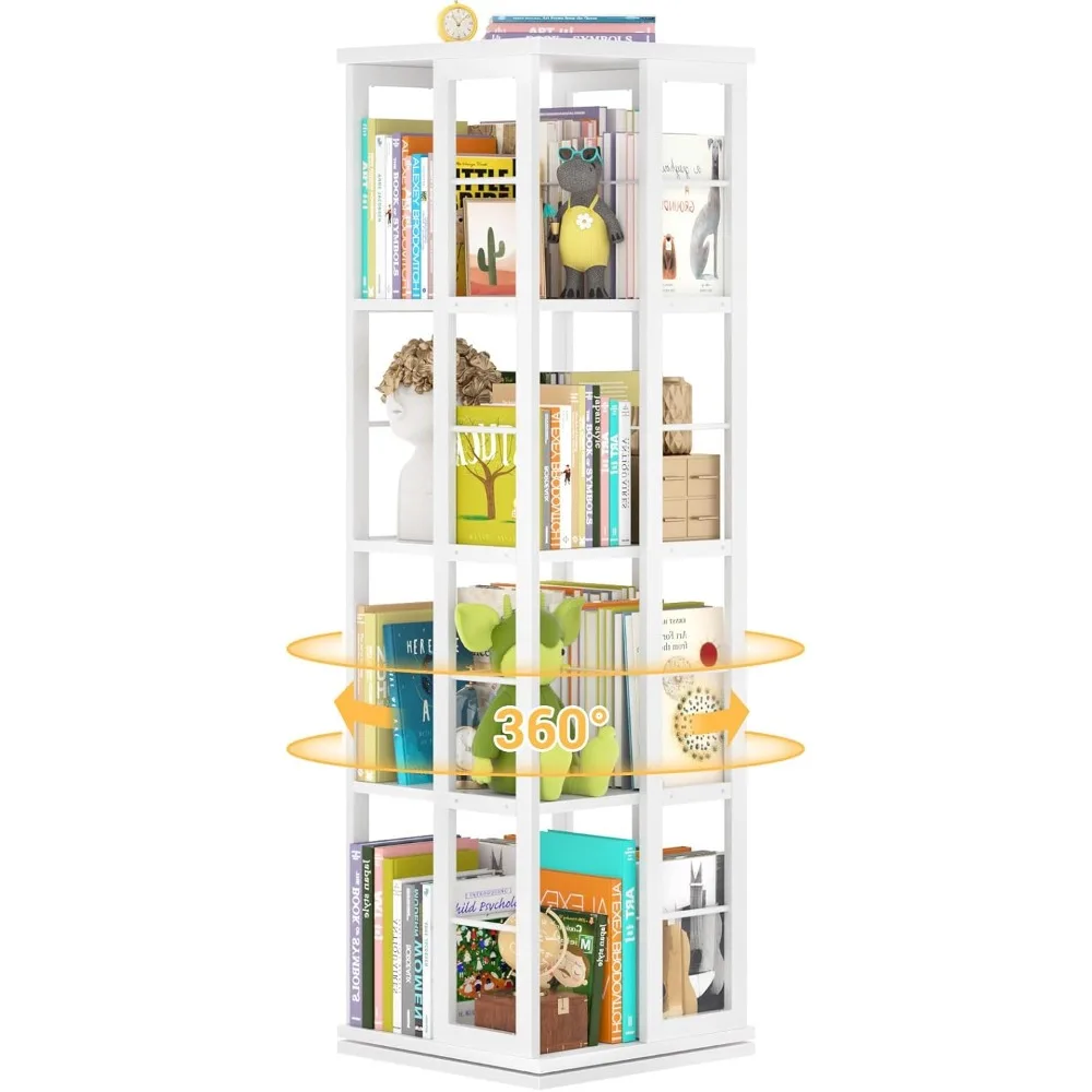 

Rotating Bookshelf,Corner Bookshelf,360 Display Wood Spinning Bookshelf,Floor Standing Bookcase Revolving Organizer Storage Rack