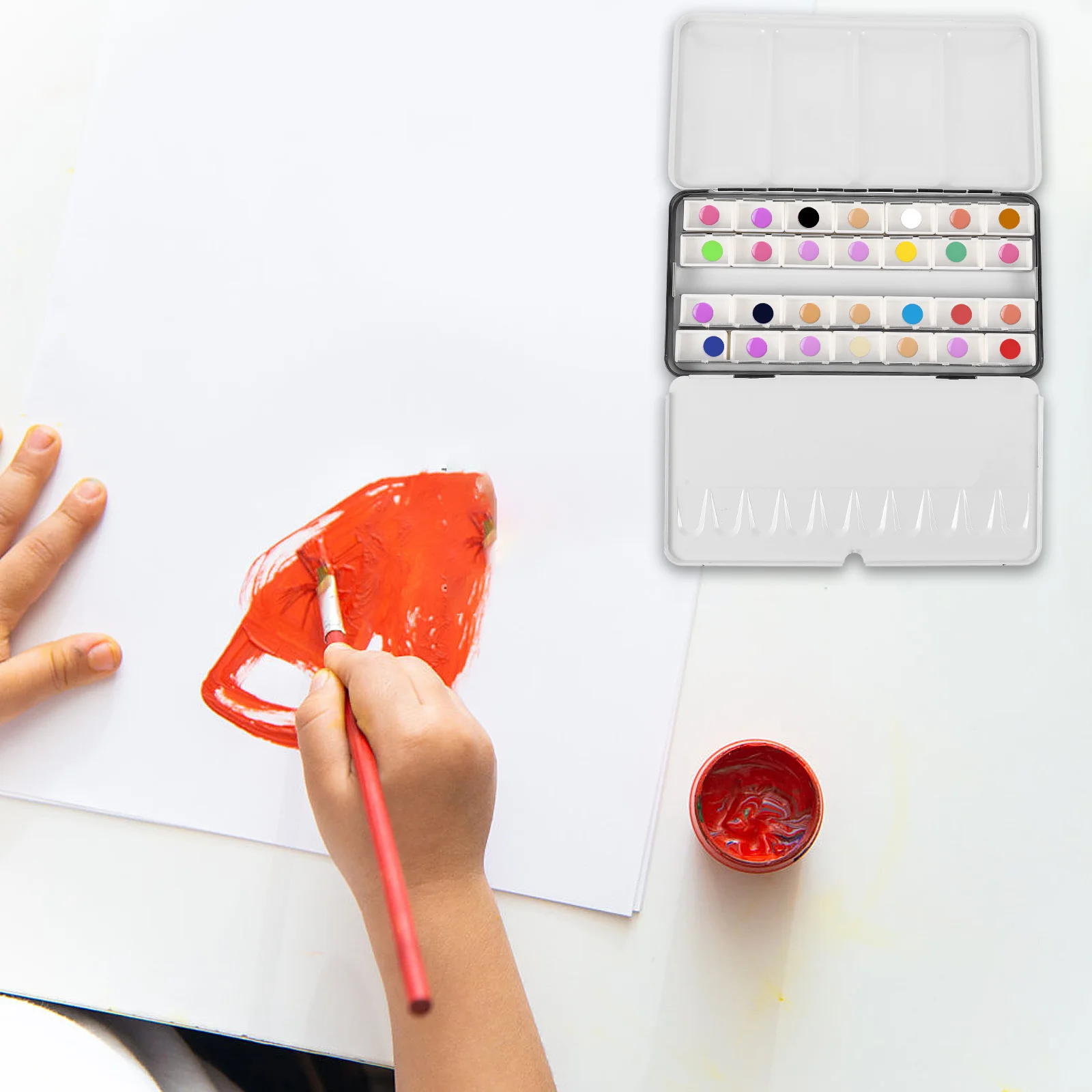 

1Set Watercolor Storage Box Large Empty Pigment Container Metal Tin Paint Case Leakproof Portable Paint Sorting Grid