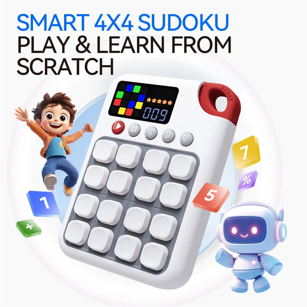 4 × 4 スマートデジタル数独トレーナー自動チェック機能ゲームコンソール子供のための感覚教育おもちゃ 500 レベルメンタル